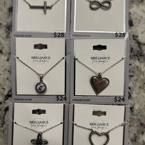 6 Sterling Silver Charm Necklaces Carded .925‎ STOCKING STUFFERS CHRISTMAS
